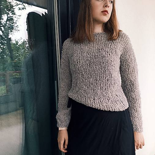 Svetre a kardigány - CURLY ELLE svetrík striebristý - 17081446_