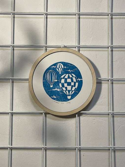 Grafika - V OBLAKOCH - kruhový linoryt - 17081837_