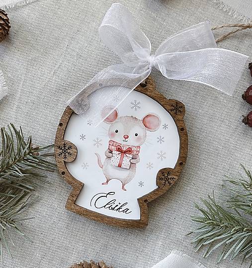 Dekorácie - Vianočná ozdoba personalizovaná myška - 17085154_