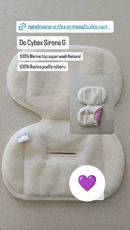 Detský textil - VLNIENKA zmenšovacia vložka do autosedačky Cybex Sirona G i -size 100% Merino top super wash Natural Bodka ružová - 17084291_