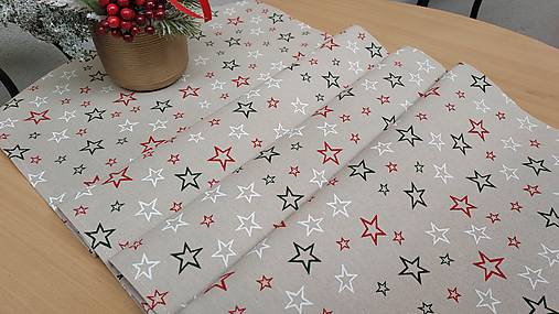 Úžitkový textil - Vianočný stredový obrus,,hviezdičky" (120×40cm) - 17089791_