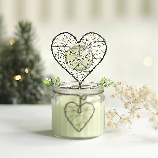 Sviečky - srdiečkový svietnik so skleneným kamienkom - 17087228_