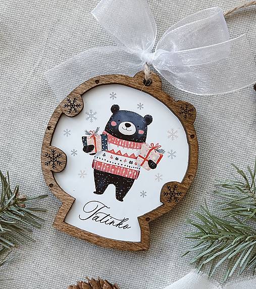 Dekorácie - Vianočná ozdoba personalizovaná macko - 17088335_