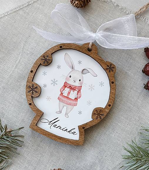 Dekorácie - Vianočná ozdoba personalizovaná zajko - 17088340_
