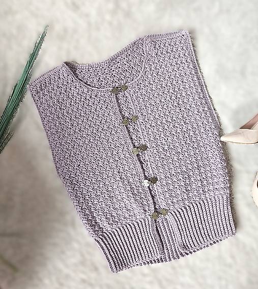 Vesty - Háčkovaná dámska vesta Lila Oeko-Tex® - 17088903_