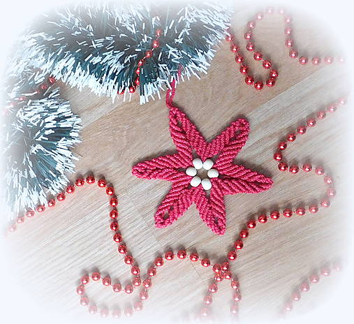 Dekorácie - vianočná hviezda 6 cípa (12 x  12 - Červená) - 17087740_