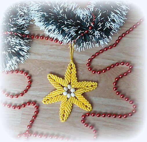 Dekorácie - vianočná hviezda 6 cípa (12 x 12 - Žltá) - 17087847_