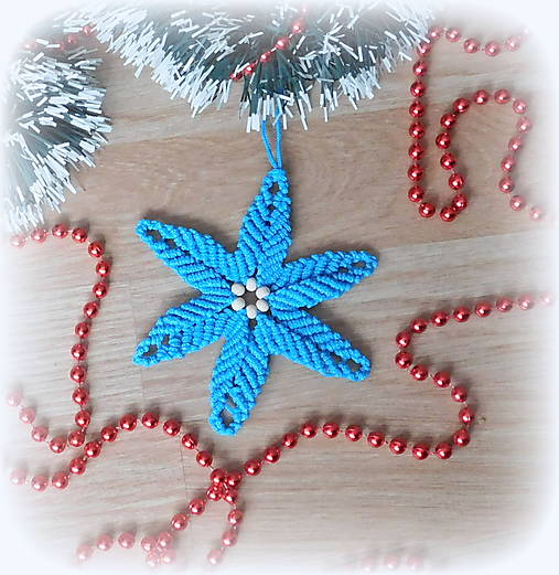 Dekorácie - vianočná hviezda 6 cípa (12 x 12 - Tyrkysová) - 17087855_