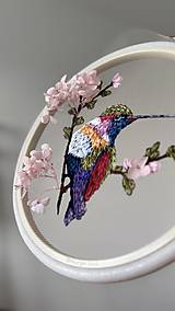 Obrazy - Vysívaný obraz kolibrík. Stabilizované kvety. Orchidea  - 17089724_