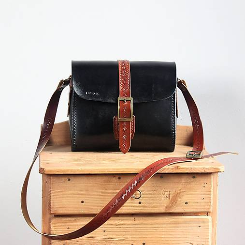 Kabelky - Kožená kabelka Black&Brown messenger - 17093129_