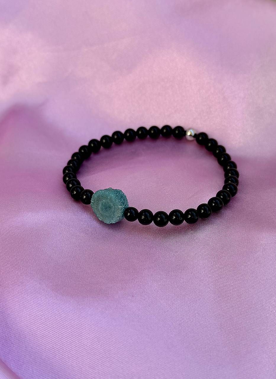 Náramok Uzemnenie a Sila - Ónyx s Achátovou drúzou 