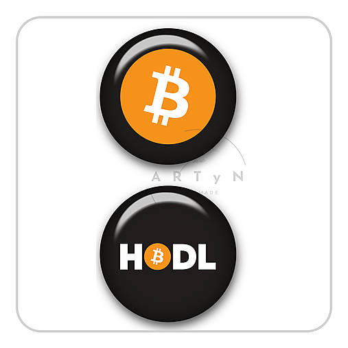 Magnetky - Sada - magnetka a kľúčenka - Bitcoin, HODL 01 - 17092227_