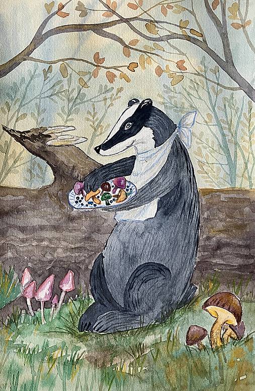 Obrazy - Originál ilustrácia Jazvec maškrtník - 17094973_