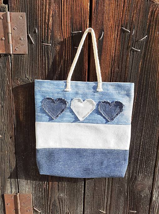 Kabelky - Denim taška more lásky - 17094521_