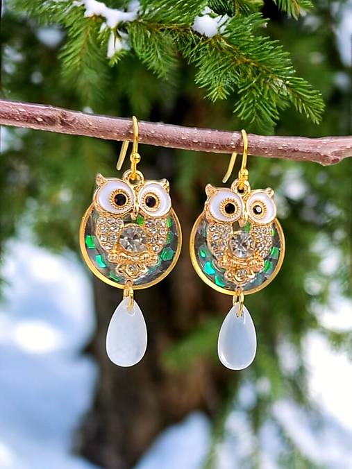 Náušnice - Vianočné náušnice so sovičkami, nerezová oceľ - 17096573_