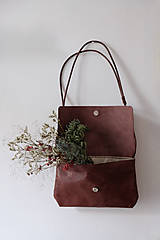 Kabelky - Kožená kabelka s nastaviteľným popruhom (Čokoládová hnedá) - 17099749_