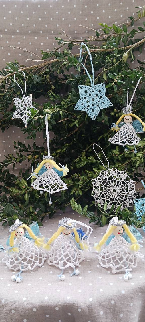 Dekorácie - Vianoce. Anjelikové vianoce - sada nežných vianočných ozdob. - 17099798_