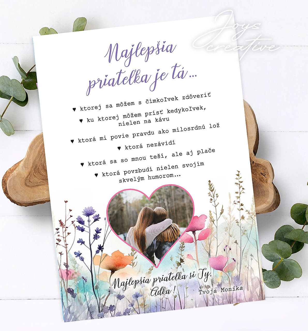 Tabulka pre kamarátku, darček pre najlepšiu priateľku (s fotkou)