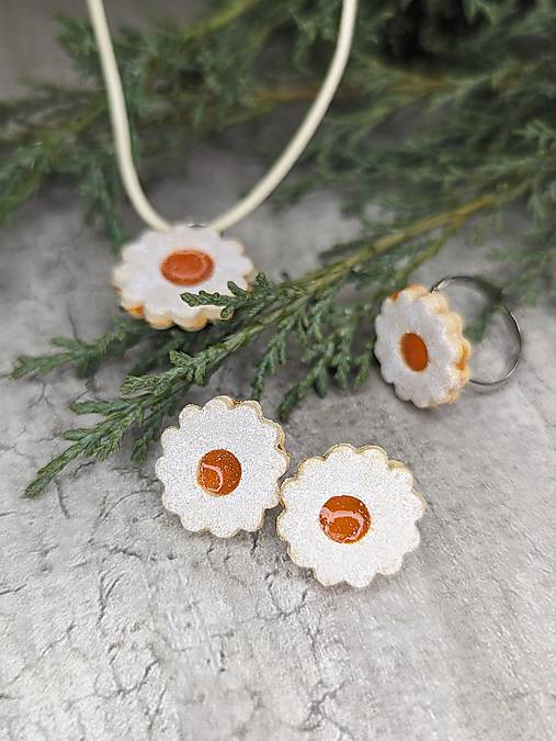 Sady šperkov - Linecké kvetinky, set vianočných šperkov - 17100657_