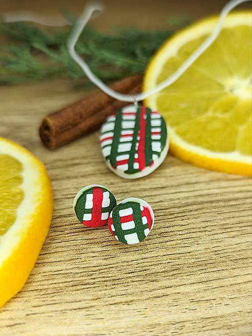 Sady šperkov - Kárované, set vianočných šperkov - 17100699_