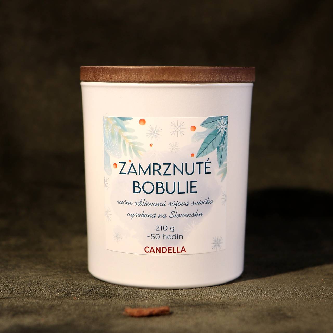 ZAMRZNUTÉ BOBULIE vianočná sójová sviečka
