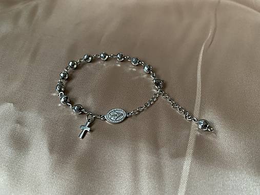 Náhrdelníky - ružene na ruku s Pannou Máriou - oceľ (ruženec s Pannou Máriou strieborný) - 17100272_