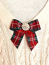  - Vianočná mašľa s perličkami a štrasom - brošňa - 17102585_