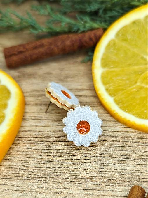 Sady šperkov - Linecké marhuľové kvetinky, napichovacie náušnice - 17102373_