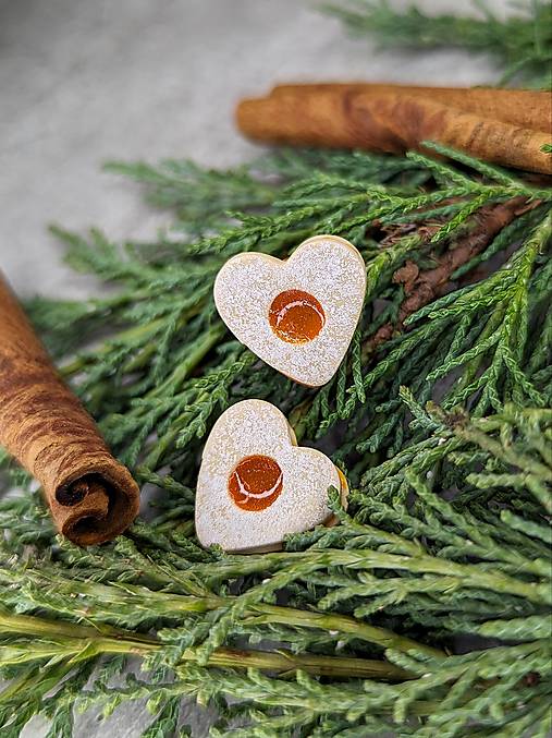 Sady šperkov - Linecké marhuľové srdiečka, napichovacie náušnice - 17102375_