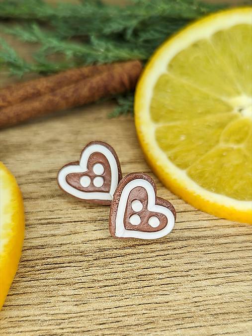 Sady šperkov - Medovníkové srdiečka, napichovacie náušnice - 17102414_