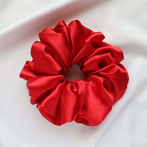 Ozdoby do vlasov - Saténová scrunchie | MAXI (Červená) - 17101906_