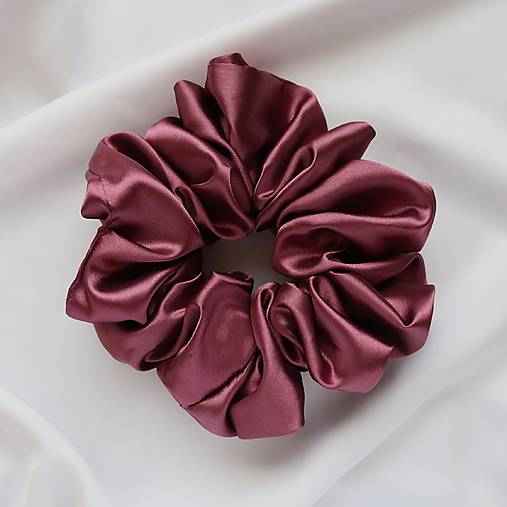Ozdoby do vlasov - Saténová scrunchie | MAXI (Berry) - 17101911_