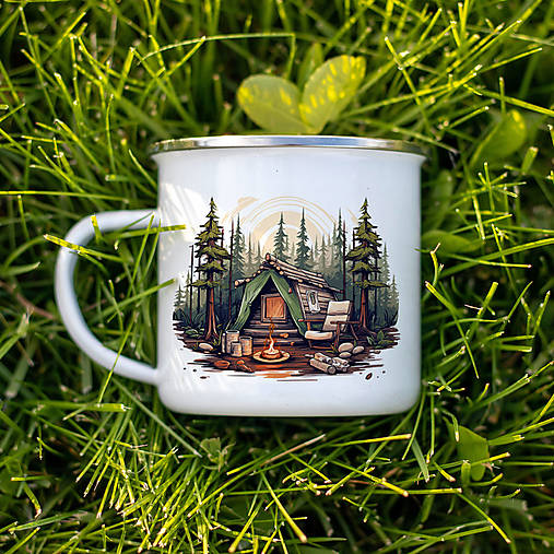 Nádoby - CAMPING 3 smaltovaný hrnček - 17101777_