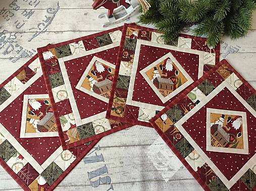 Úžitkový textil - Folk Art  Christmas ... prestierky 4 ks - 17105928_