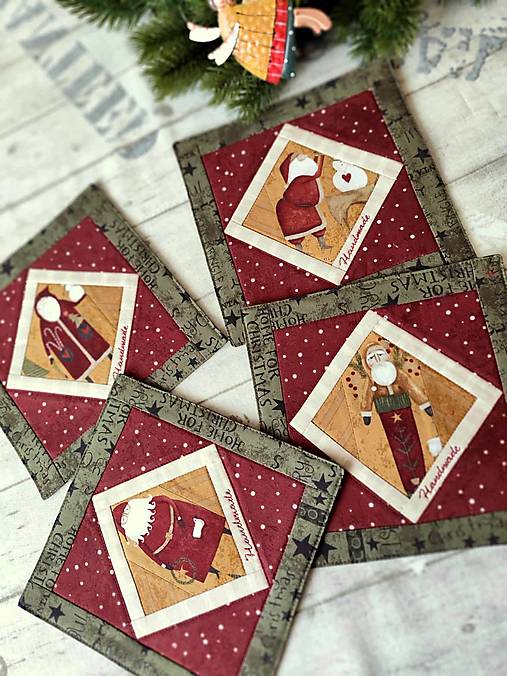 Úžitkový textil - Folk Art  Christmas ... podložky 4 ks - 17105981_