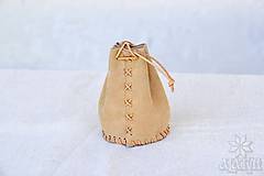 Peňaženky - Kožený mešec béžový - 17106071_