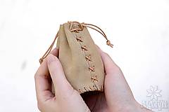 Peňaženky - Kožený mešec béžový - 17106073_