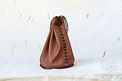 Peňaženky - Veľký kožený mešec, veľkosť na 900 mincí - 17106657_