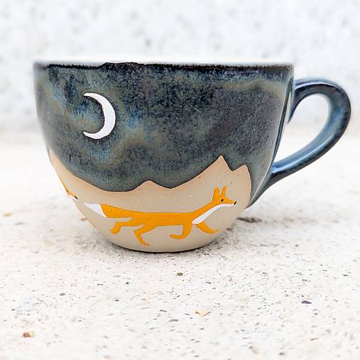 Nádoby - Šálka na čaj Líšky, noc - 17108527_