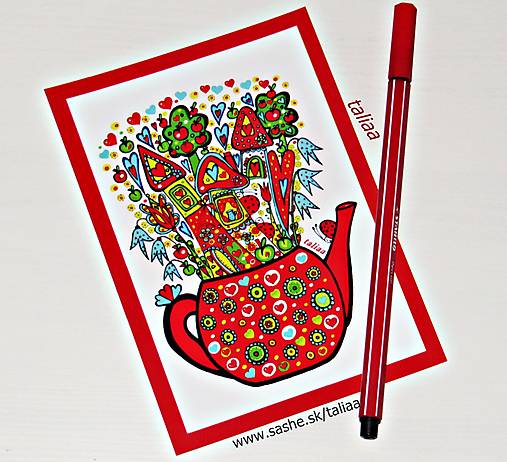 Papiernictvo - Pohľadnica k narodeninám - Čajník - 17108328_