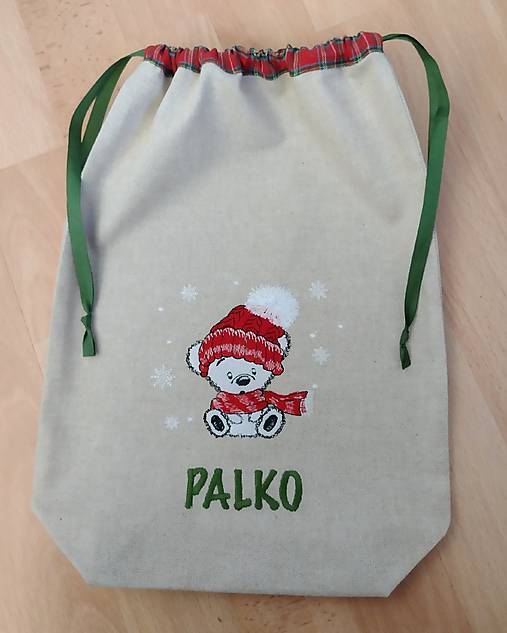 Úžitkový textil - Mikulášske vrecko  -  stiahnutie šnúrkou (vian. macko) - 17106053_