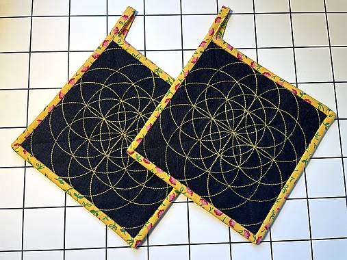 Úžitkový textil - Kuchynská chňapka vyšitá. 2ks. Na mieru (Čierna) - 17105344_