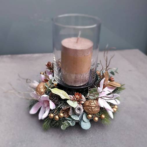 Svietidlá - Luxusní vianočný adventný svietnik Magnolie - 17110949_