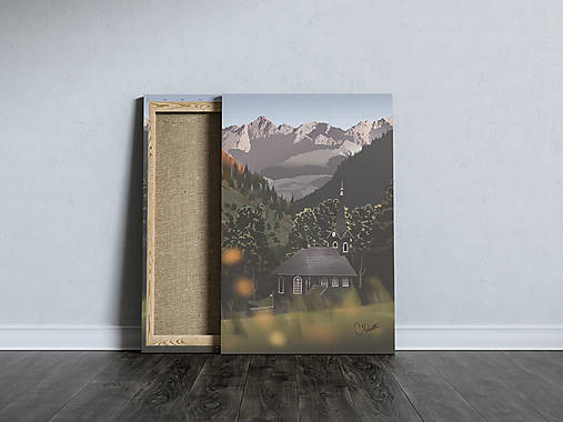 Grafika - Tatranská Javorina - obraz na plátne 30x60 cm - 17110707_