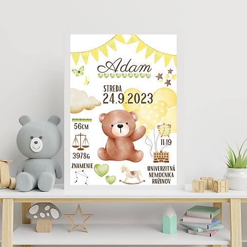 Grafika - Plagát s údajmi o narodení dieťaťa, tabuľka narodenia  PDF - 17109098_