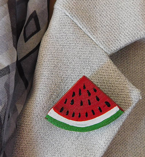 Brošne - drevená brošňa melón / 3 - 17115549_