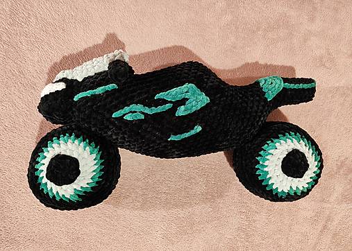 Úžitkový textil - Háčkovaná motorka (čierno-zelena) - 17114357_