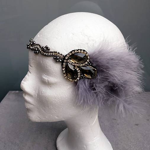 Ozdoby do vlasov - Great Gatsby Grey... čelenka - 17120731_