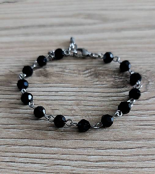 Náramky - Náramok ketlovaný sklo+oceľ (čierna) - 17122489_