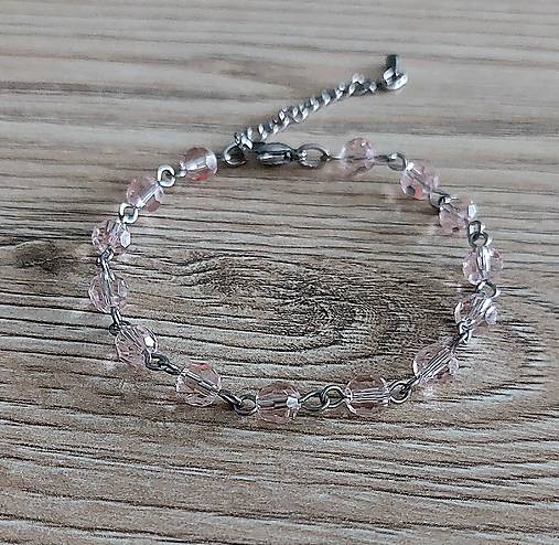 Náramky - Náramok ketlovaný sklo+oceľ (ružová svetlá) - 17122529_